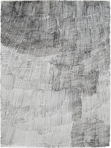Nyapanyapa Yunupingu Djorra (paper) 17, 2014; TPA128; felt tip pen, earth pigments on discarded print proofs; 75 x 56 cm; Enquire