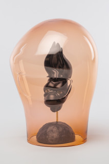 Patricia Piccinini Helmed Spirit of Resolve, 2025; glass, resin, brass, concrete; 39 x 20 x 19 cm; more info; enquire