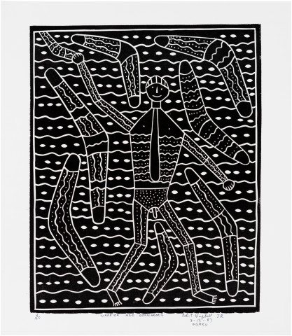Robert Campbell Jnr Warrior and Boomerangs, 1987; print on paper; 39 x 30 cm; Edition of 20; enquire