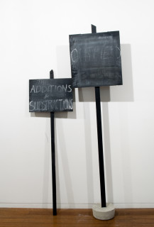 Mikala Dwyer Outfield: The additions and Substractions, 2009; concrete, wood, paint, chalk; 180 x 100 x 100 cm; enquire
