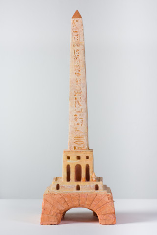 Linda Marrinon Obelisk with Furness base, 2021; terracotta and plaster; 62 x 21 x 20 cm; more info; enquire