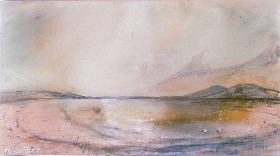 Mandy Martin, Lake Gairdner, 1995; oil with ochres and pigment on linen; 152 x 275 cm