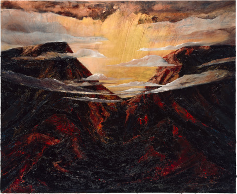 Mandy Martin Dr Syntax Visits Dead Horse Gap, 1989; oil on linen; 230 x 280 cm; enquire