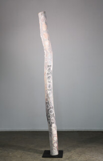 Nyapanyapa Yunupingu Larrakitj, 2017; 654-17; Larrakitj: natural earth pigments on hollow log; 214 x 17 x 17 cm; Enquire