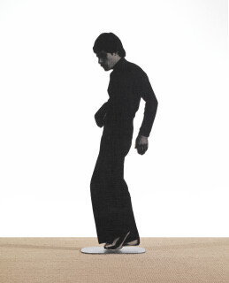 David Noonan Untitled, 2008; Figure B; screen printed jute, plywood, metal stand; 187 x 58 x 5.5 cm; Edition of 2 + AP 1; Enquire