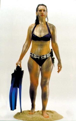 Julie Rrap Camouflage # 1 (Ursula), 2000; photograph mounted on lexcen; 195 x 122 cm; Edition of 9; enquire