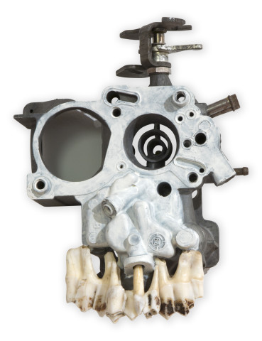 Fiona Hall Untitled, 2014; carburetor, deer teeth, paint; 20 x 15 x 8.5 cm; enquire