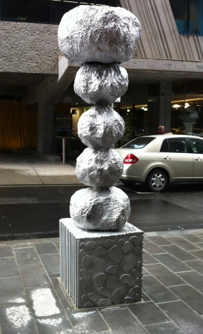 Kathy Temin Garden Islands, 2012; aluminum; approx 2.5 x 2.4 x 1.2m and 2.4 x 0.6 x 0.6 m; enquire