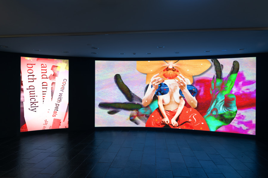Installation view, CODED BLOOMS: flowers have never been innocent, featuring Del Kathryn Barton, u r my flower (2025-26). Photography: Nicholas Mahady.