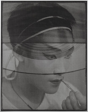 David Noonan Untitled, 2016; silk screen linen collage mounted on wooden panel, steel frame; 90 x 70 x 5 cm; enquire