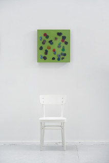 Jim Lambie March 1988, Symphony, 2026; resin, sunglasses lens, birch plywood, paint; 51 x 51 x 5 cm; enquire