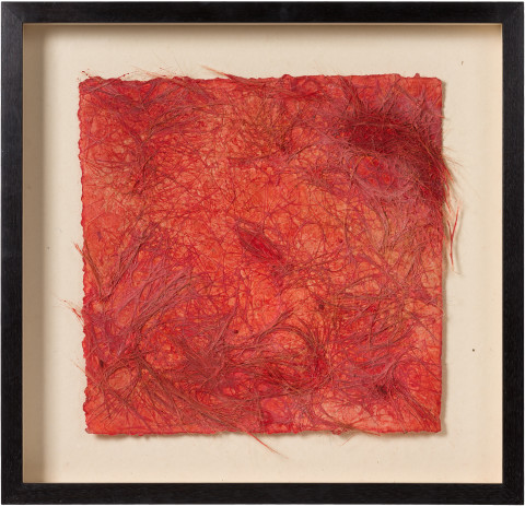 Kirtika Kain rapture, 2019; kumkum powder, bristles, wax, hand made paper; 52.5 x 54 cm; enquire