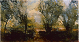 Mandy Martin Black Box in the Home Paddock, 1997; oil, ochre, pigment on linen; 56 x 30 cm; enquire