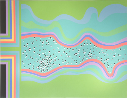 Dale Frank Just A Little Bit, 2001; from the series Cat #6; acrylic paint and wiggle eyes on canvas; 200 x 260 cm; enquire