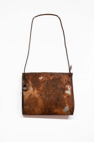 Lorraine Connelly-Northey Narrbong, 2019; CONNL - 0029; burnt steel, cable wire; 180 x 100 x 20 cm; Enquire