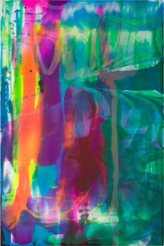 Dale Frank Packet carbonara pasta sauce, 2020; powder pigments in resin, epoxyglass, on Perspex; 150 x 100 cm; more info; enquire