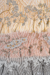 Yalmakany Marawili From the wetlands to the coast (detail), 2026; 975-26; earth pigments on board; 200 x 200 cm; enquire