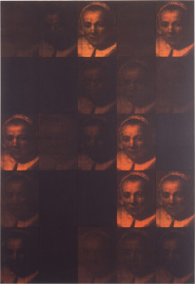 Lindy Lee Utmost Causation, 1993; photocopy and acrylic on Stonehenge paper; 187.5 x 130 cm; 25 panels; enquire