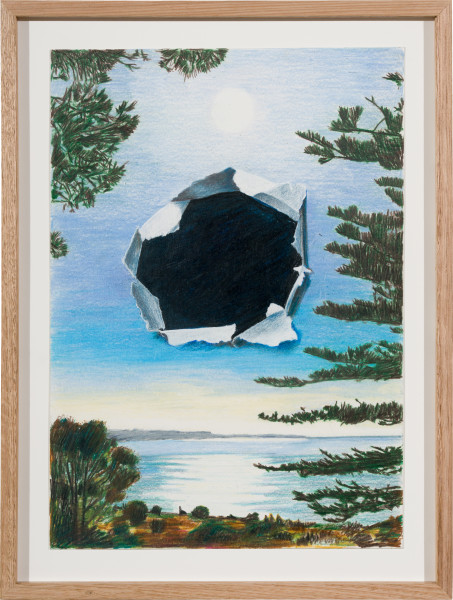 Callum Morton The Hole Story #8, 2025; pencil and gouache on paper; 42 x 30 cm; enquire