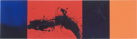 Lindy Lee Four Elements, 1997; acrylic on board; 41 x 142.5 cm; 5 panels; enquire