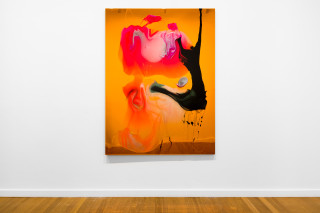 installation view; Dale Frank He really wasn’t lonely, he just hated anyone who stayed a moment longer than needed, 2026; colour powder pigments in Epoxyglass, Epoxyglass, on perspex; 200 x 150 cm; enquire