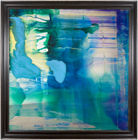 Dale Frank Yass 2, 2014; varnish on glass 4 mm ; 150 × 150cm (unframed), 170 x 170 cm (framed); enquire
