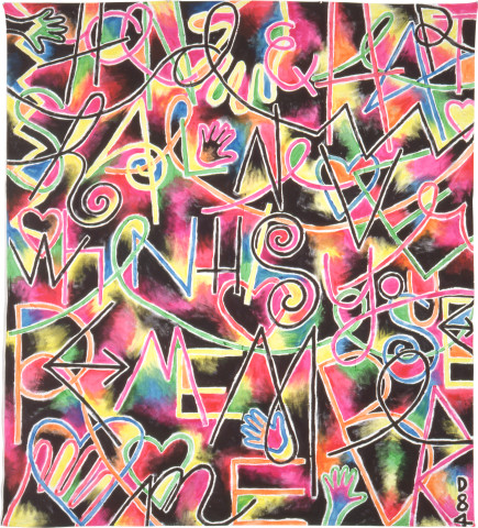 David McDiarmid Hand and heart, 1984; synthetic polymer paint on cotton; 250 x 230 cm; enquire