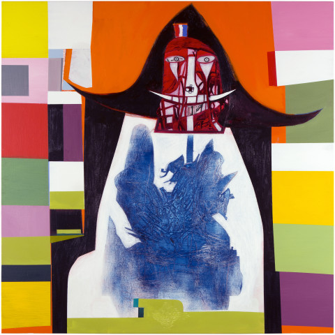 Gareth Sansom Who is killing the great chefs of Europe, 2014; oil and enamel on linen; 122 x 122 cm; enquire