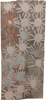 Nyapanyapa Yunupiŋu Untitled, 2018; 5313-18; natural earth pigments on bark; 192 x 84 cm; enquire