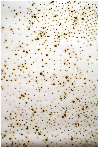 Lindy Lee Fire Over Heaven, 2014; wood, paper, fire; 199.5 x 131.5 cm; enquire