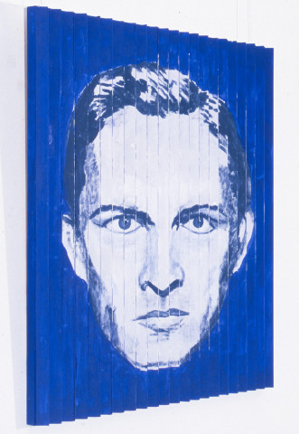 Maria Kozic MASTER, Dr Jeckyll and Mr Hyde (left side view), 1986; acrylic on wood; 80 x 80 cm; enquire