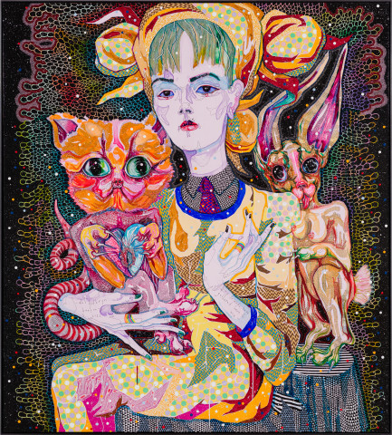 Del Kathryn Barton my friends have gathered here 4 me, 2022; acrylic on linen; 203 x 183 cm; more info; enquire