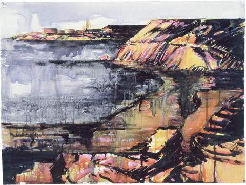 Mandy Martin Drawing for Time and Tide, 1985; pigment, enamel paint on arches paper; 56.5 x 75.6 cm; enquire