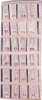 Dorothy Djukulul Warrynu  - Flying Fox, 1989; natural ochre pigments on Stringybark; 151 x 61 cm; enquire