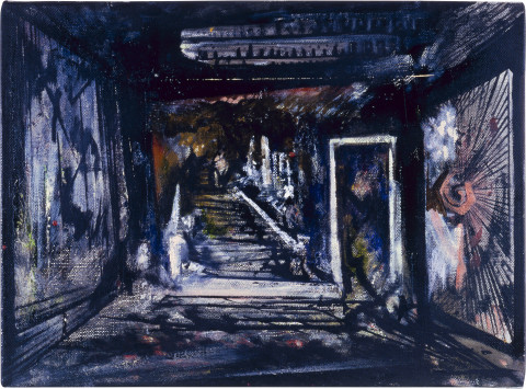 Victor Rubin Black Optic Breast, 1987; oil on canvas; 41 x 56 cm; enquire