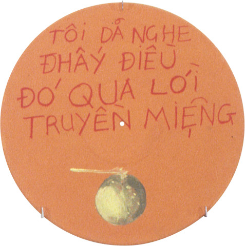 Geoff Lowe I Heard it Through the Grapevine, 1992; casein and synthetic polymer paint on vinyl; 30 cm diameter; enquire