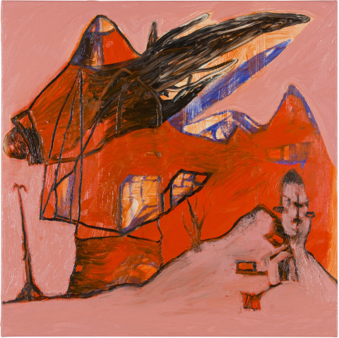 Gareth Sansom Red landscape, 2012; oil and enamel on linen; 60 x 60 cm; enquire