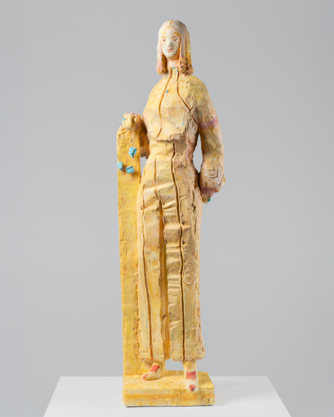 Linda Marrinon Woman with turquoise jewellery, 2026; painted plaster; 99 x 28 x 25 cm; enquire