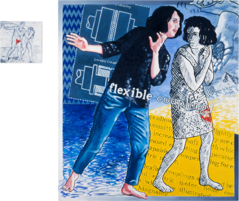 Merilyn Fairskye Flexible Coupling 1 (Lovejoy Coupling), 1985; oil on canvas; 2 panels; 30 x 30 cm and 168 x 152 cm; enquire