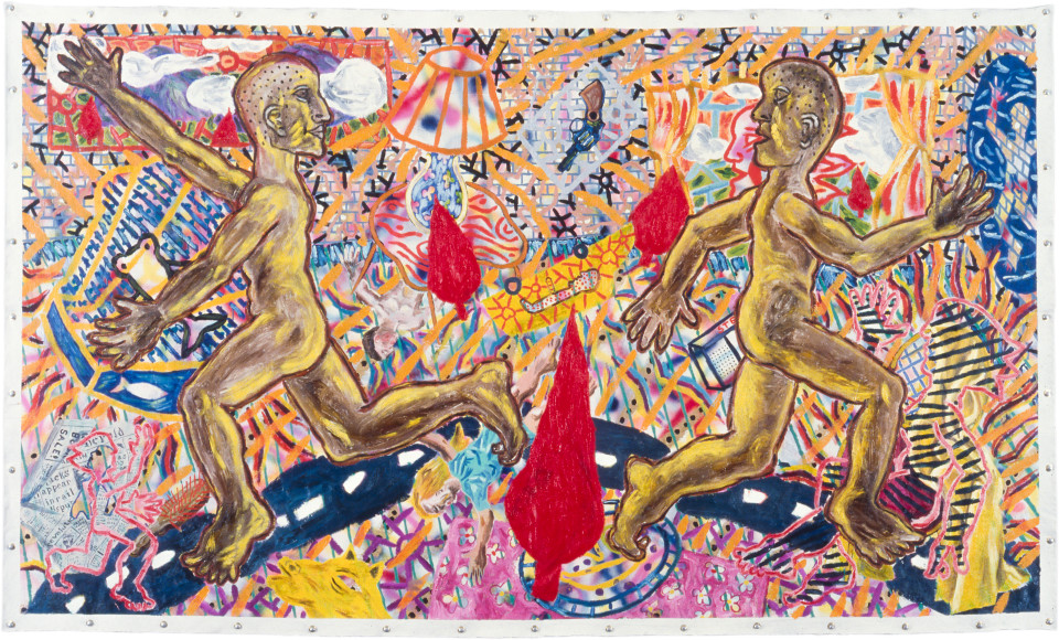 Gary Carsley, Over and over, just like this, 1985; oil and spray paint on linen; 197 x 320 cm
