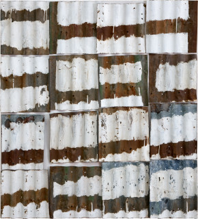Rosalie Gascoigne High Country, 1999; painted roof-tin; 134 x 121 cm; enquire