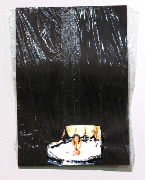 Jacqueline Fraser The Making of 8 Mile 2012, 2012; archival card, duratrans, magazine clippings, paint, archival glue, wood grain contact, cling wrap, gold foil paper, plastic sheeting; dimensions variable; enquire