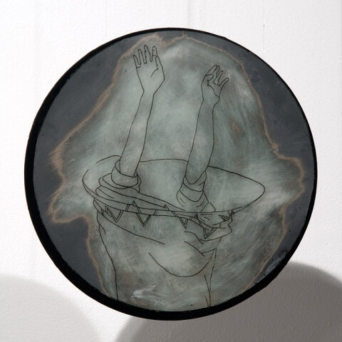 Hossein Ghaemi Forever into, or, 2009; drawing and fine metal filings on mirror and glass; 20 x 20 cm; enquire