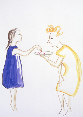 Vivienne Shark LeWitt untitled sketch (womand and little girl), 1994; watercolour on paper; 75 x 55 cm; enquire