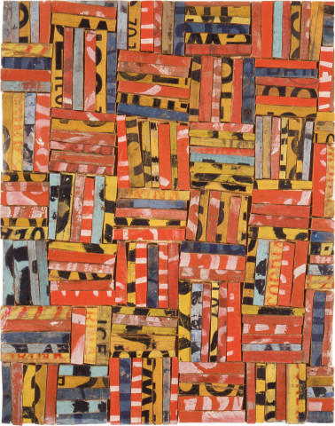 Rosalie Gascoigne Tesserae 2, 1989; sawn / split soft drink crates on plywood; 46.5 x 36 cm; enquire