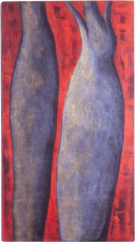 Linda Jackson Two Boabs, 1998; acrylic on wood; 54 x 30 cm; enquire