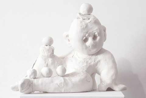 Linda Marrinon Reclining Figure with Cowlick, 1994; stoneware; 28.5 cms high; enquire