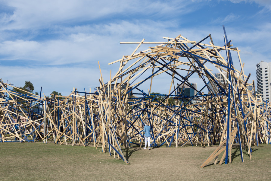 Installation view, Marley Dawson, Construction (Barangaroo 2016), Barangaroo Sculpture Walk, Sydney, 2016
