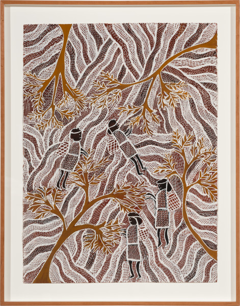 Yalmakany Marawili Burukpili, 2025; 208-25; earth pigment on paper; 89.5 x 69.5 cm; enquire