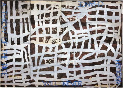 Imants Tillers Nature Speaks: S, 2006; acrylic, gouache on 16 canvasboards nos. 78872 - 78887; 101.6 x 142.2 cm; enquire